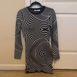 Black and White Long Sleeve Dress